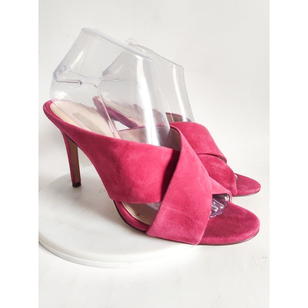 Louise et Cie Heels Mule Sandals‎ 9M Hot Pink Suede Crisscross Stiletto Halloway